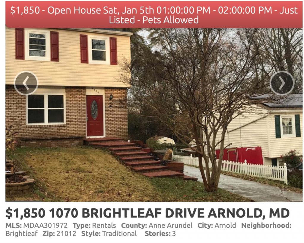 Home for rent in Brightleaf in Arnold, Maryland
